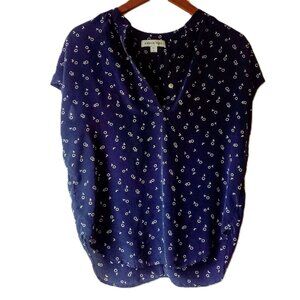 EUC Amour Vert Navy Silk Blouse